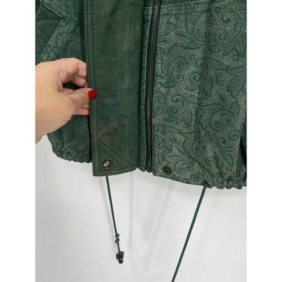 Vintage RZR Originals Women’s Korean Green Leather Jacket Button-Up Medium - Picture 5 of 15
